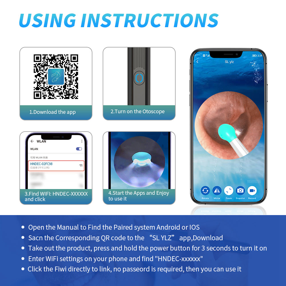 Smart Ear Wax Removal Otoscope with LED