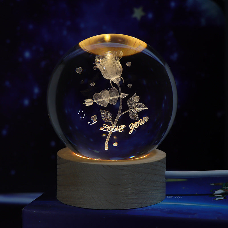 3D Galaxy Crystal Ball Night Lamp