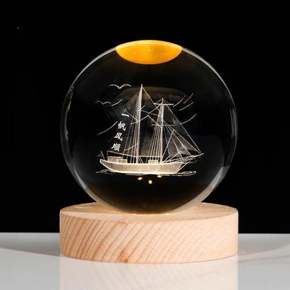 3D Galaxy Crystal Ball Night Lamp