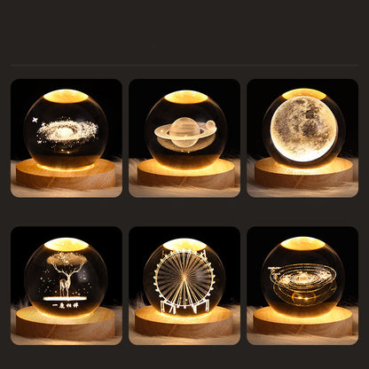 3D Galaxy Crystal Ball Night Lamp