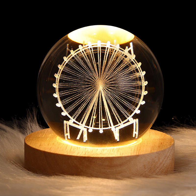 3D Galaxy Crystal Ball Night Lamp